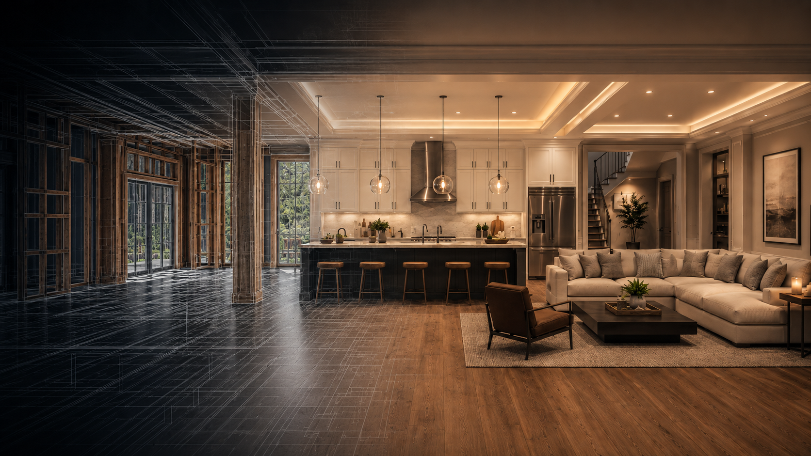Renovated luxury kitchen interior