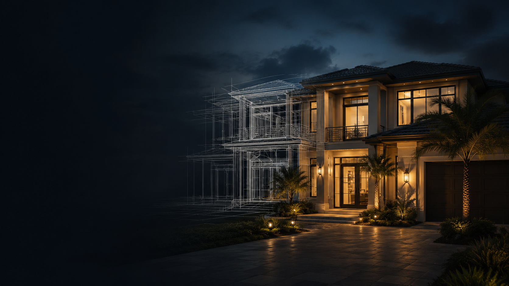 Wireframe rendering of Florida home